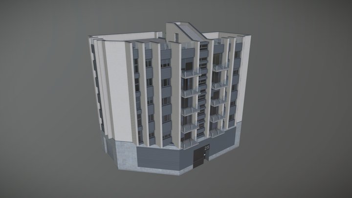 Midrise Residential #2 - 5 stories - Corner L 3D Model