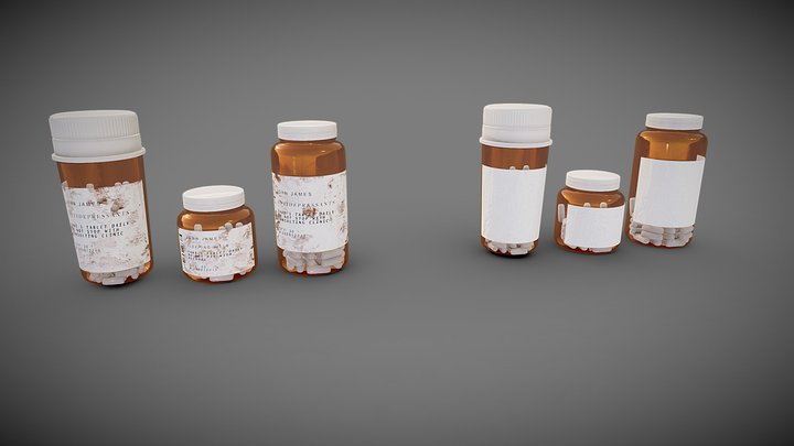 Pill jar collection 3D Model