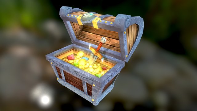 Cartoon Chest - Low Poly 3D Model