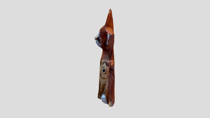 Wooden Cat Figure 3D Model