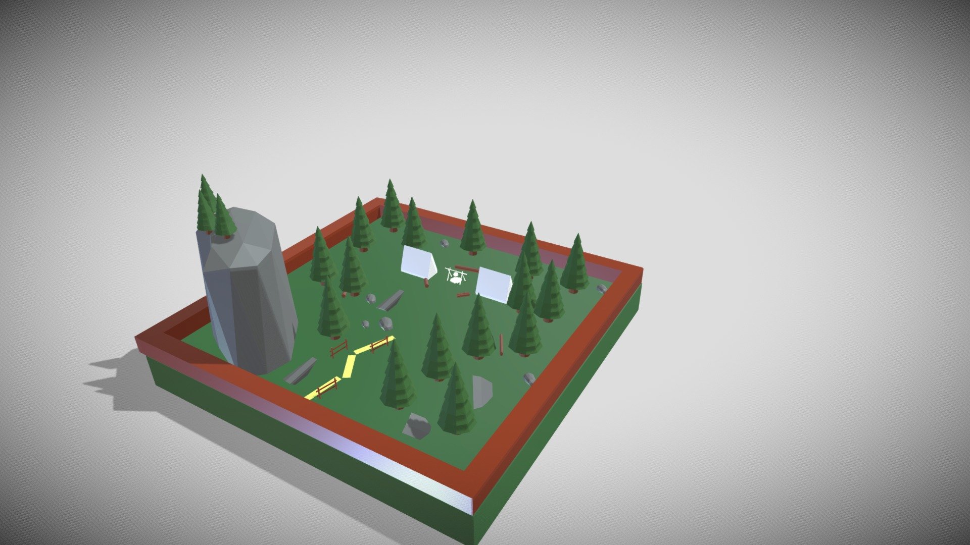 Isometric low poly camping