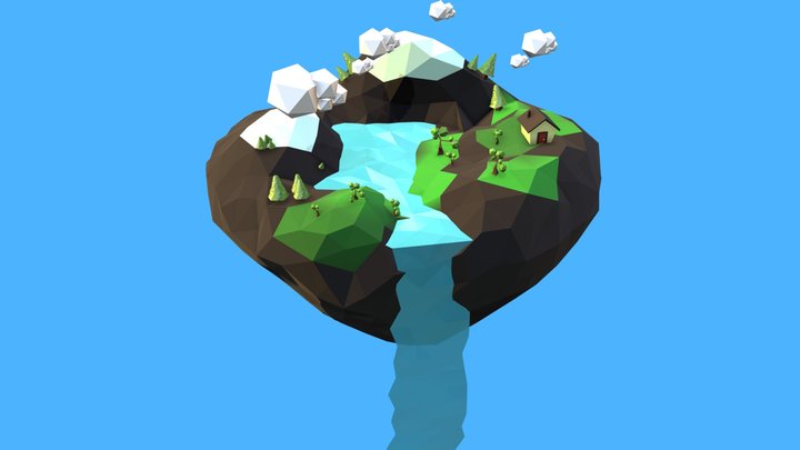 Floating island (low poly) 3D Model