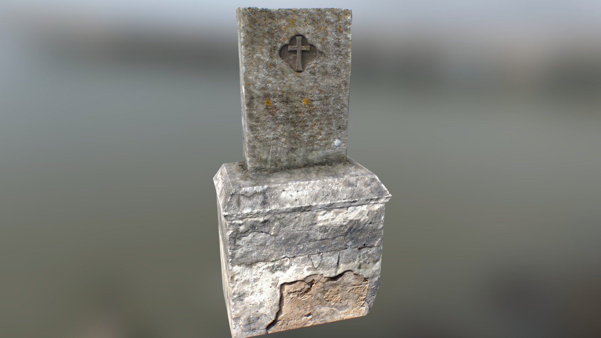 3D model Monument – Tomb - This is a 3D model of the Monument - Tomb. The 3D model is about a stone pillar with a cross on top.