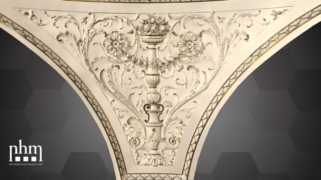 Spandrel featuring floral stucco motifs