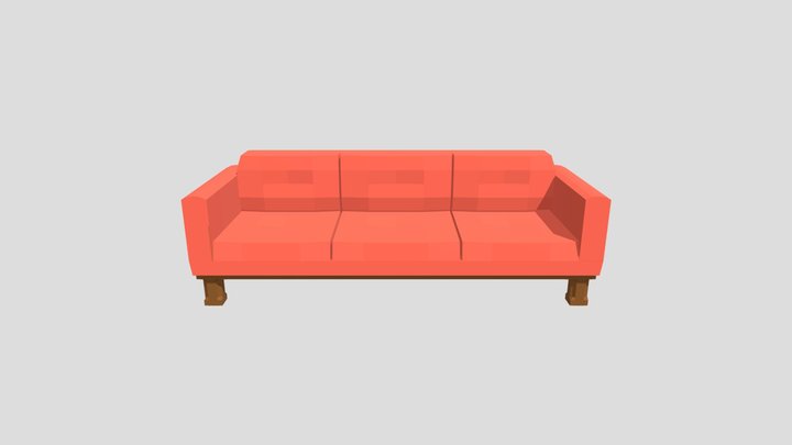 Low Poly, Old-Style Couch. 3D Model