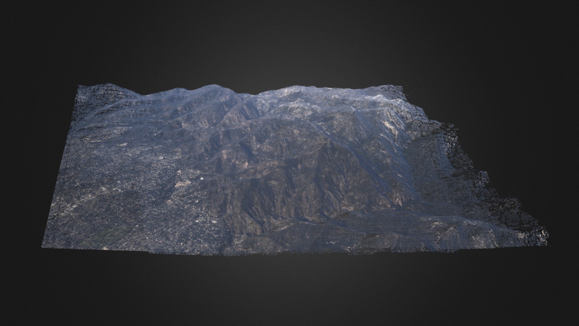 Pointcloud of mountains while flying over Utah