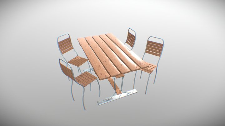 garden table and chairs 3D Model