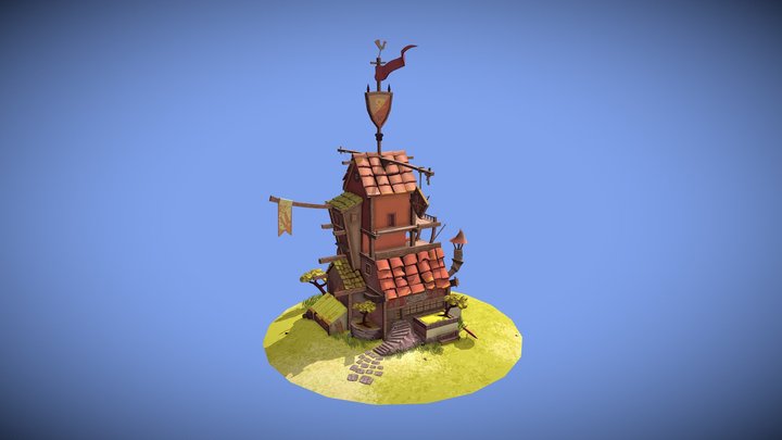 Red Dragon Fantasy Building 3D Model