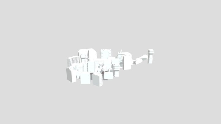 Low-Poly Sci-Fi City (Untextured) 3D Model