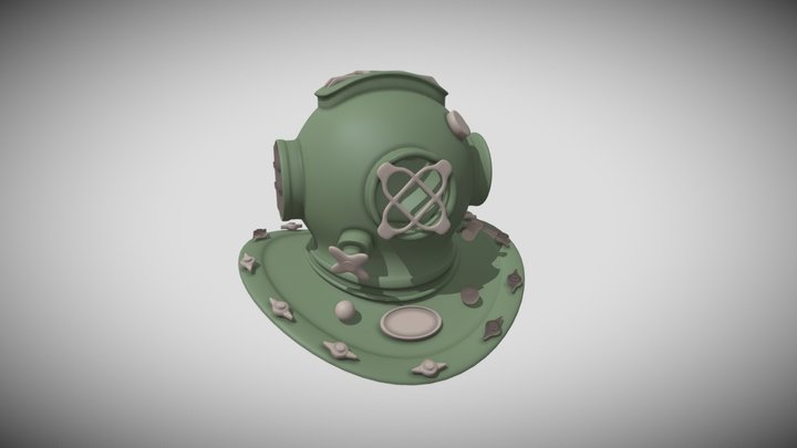 Retro Diving Helmet (HighPoly) 3D Model