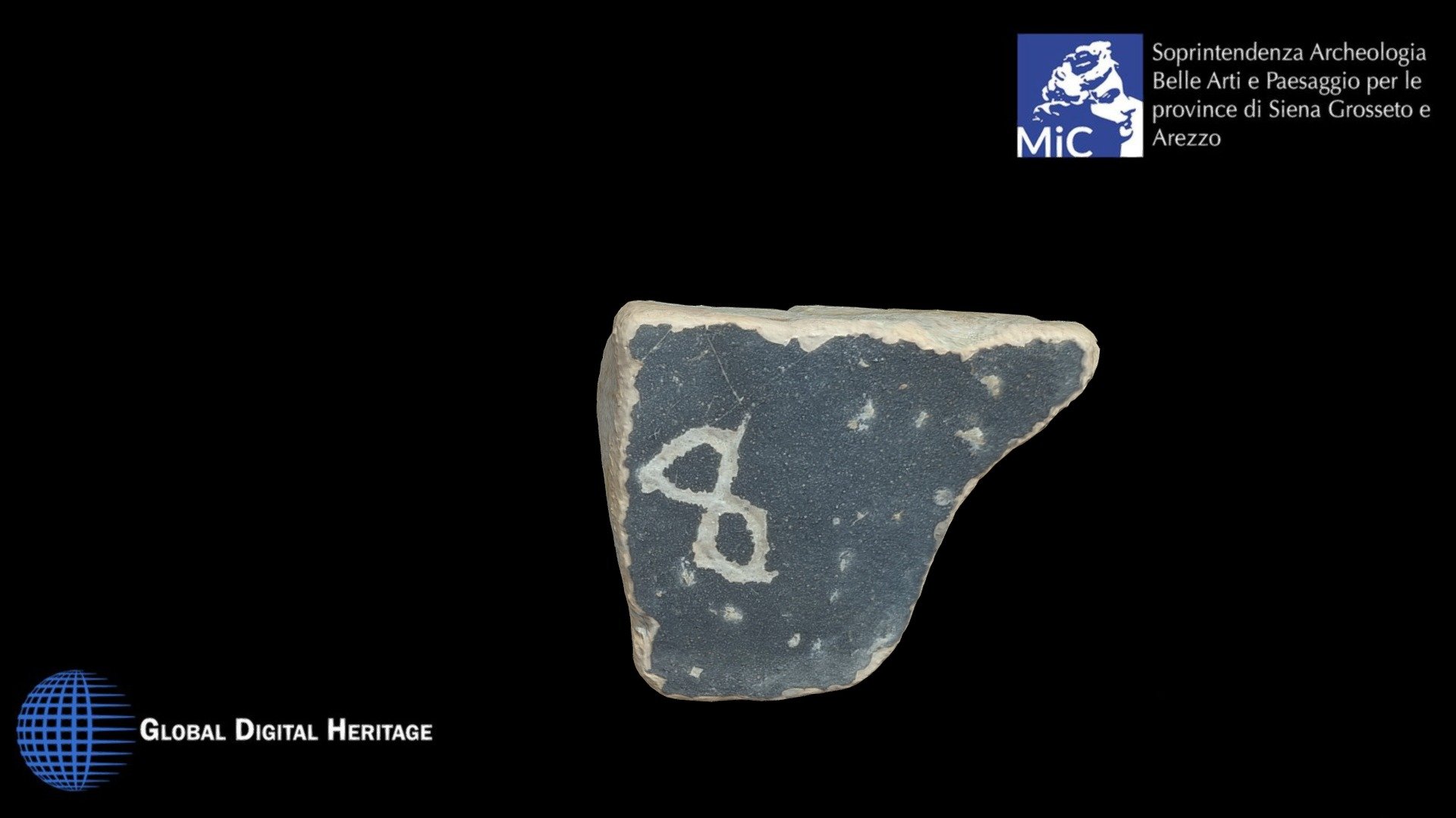 Fragment of black-gloss vessel with letter