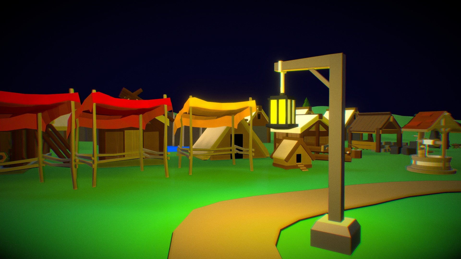 Lowpoly Village (Midnight)