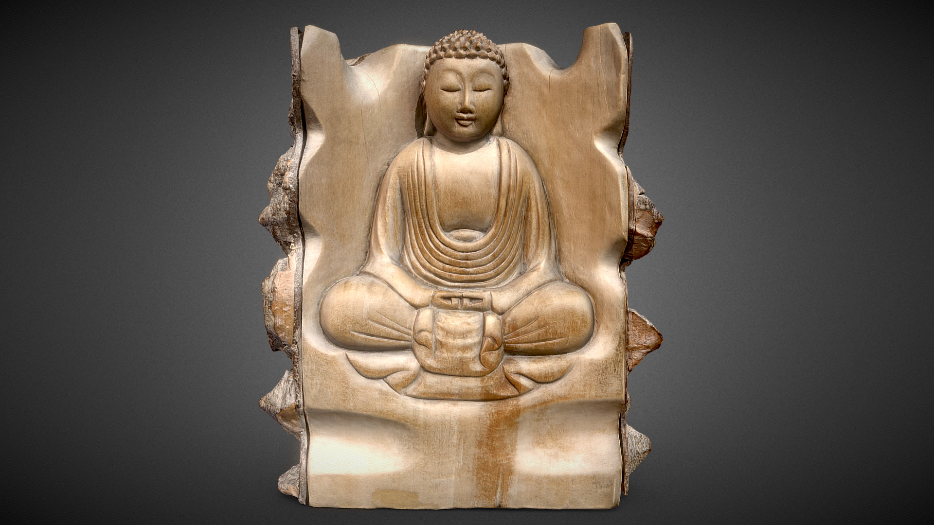 3D model Bouddha Wooden Statue - This is a 3D model of the Bouddha Wooden Statue. The 3D model is about a statue of a person.