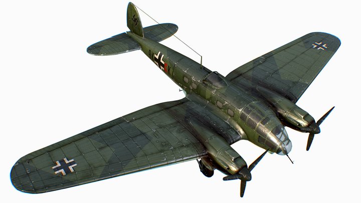 German medium bomber Heinkel He 111 series 3D Model