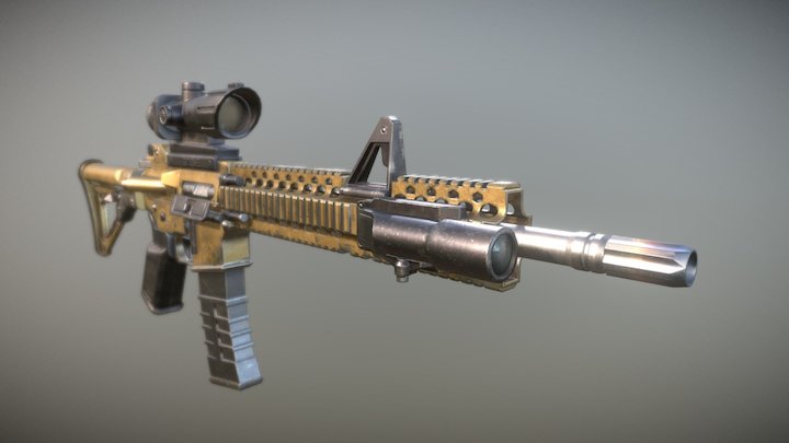 AR15 Rifle - Game Ready Model 3D Model