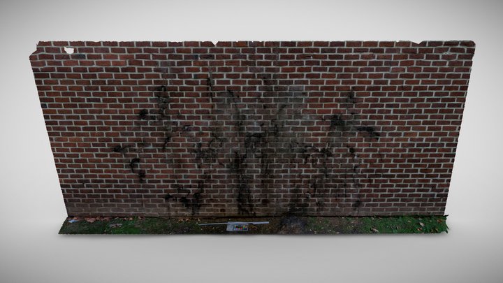 Wall red brick weathered stained black 3D Model