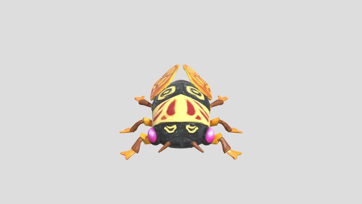 Golden Winged Fantasy Beetle 3D Model