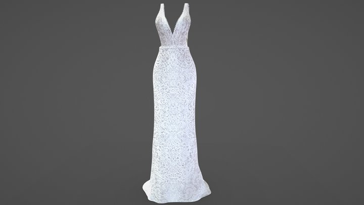 Lace White Dress 3D Model