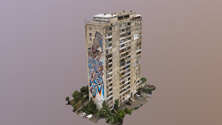 House with Zebras Mural (half) 3D Model