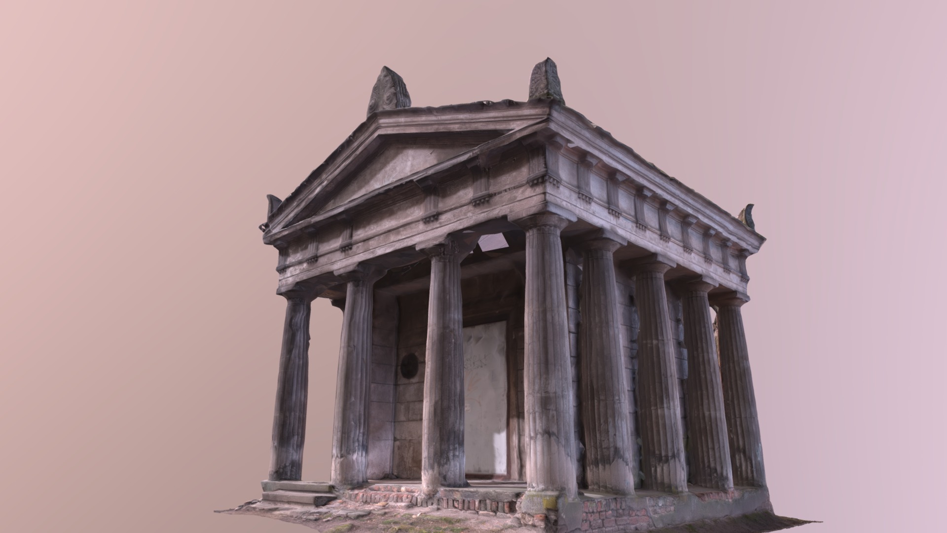 3D model Graveyard Chapel 003 - This is a 3D model of the Graveyard Chapel 003. The 3D model is about a building with pillars.