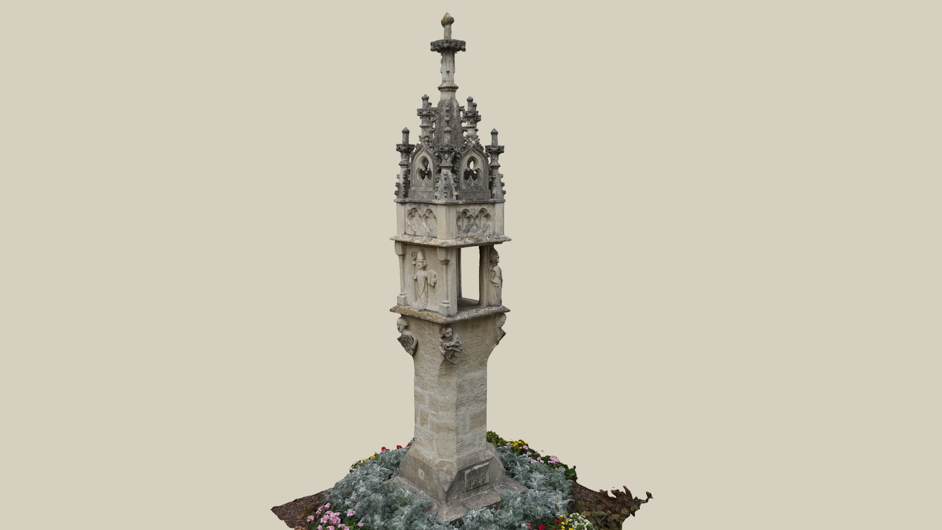 3D model Pestsäule - This is a 3D model of the Pestsäule. The 3D model is about a tall tower with a cross on top.