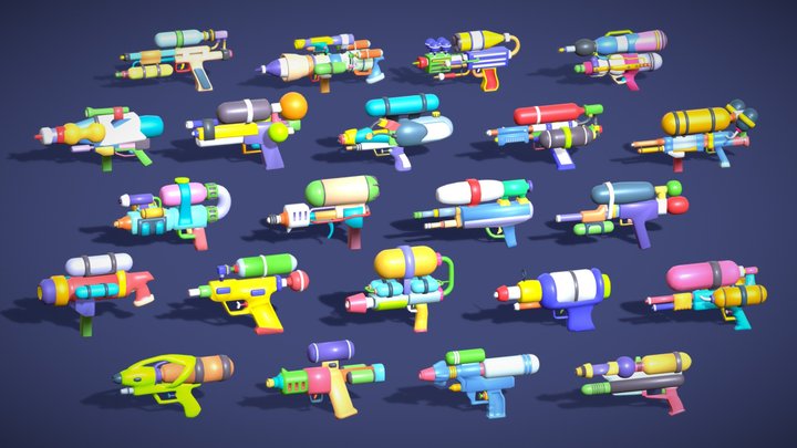 Water Gun Pack – Lowpoly Stylized Toon Toys 3D Model