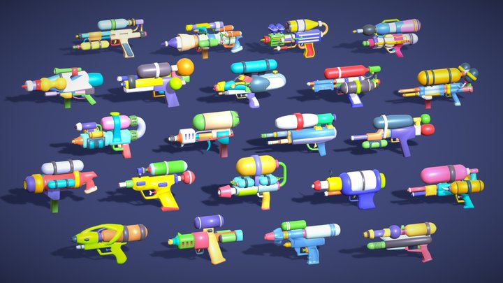 Water Gun Pack – Lowpoly Stylized Toon Toys 3D Model