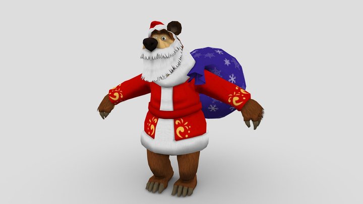 Маша и медведь Дед морозMasha and the Bear Santa 3D Model
