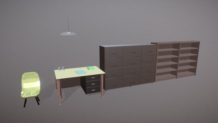 Low Poly Office 3D Model