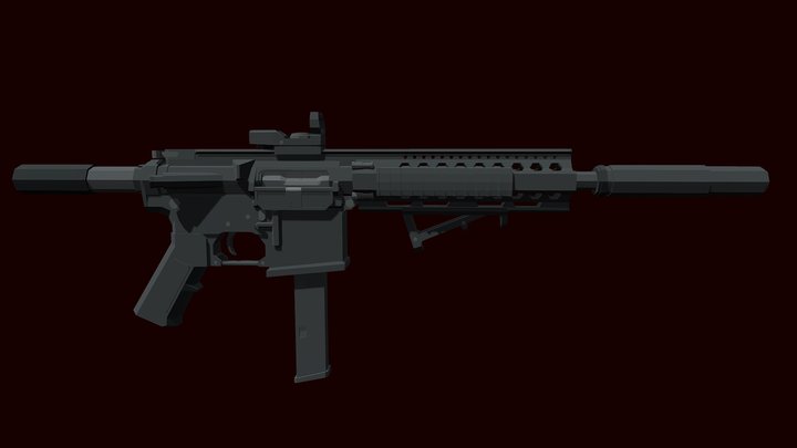 Low Poly M4SMG 3D Model