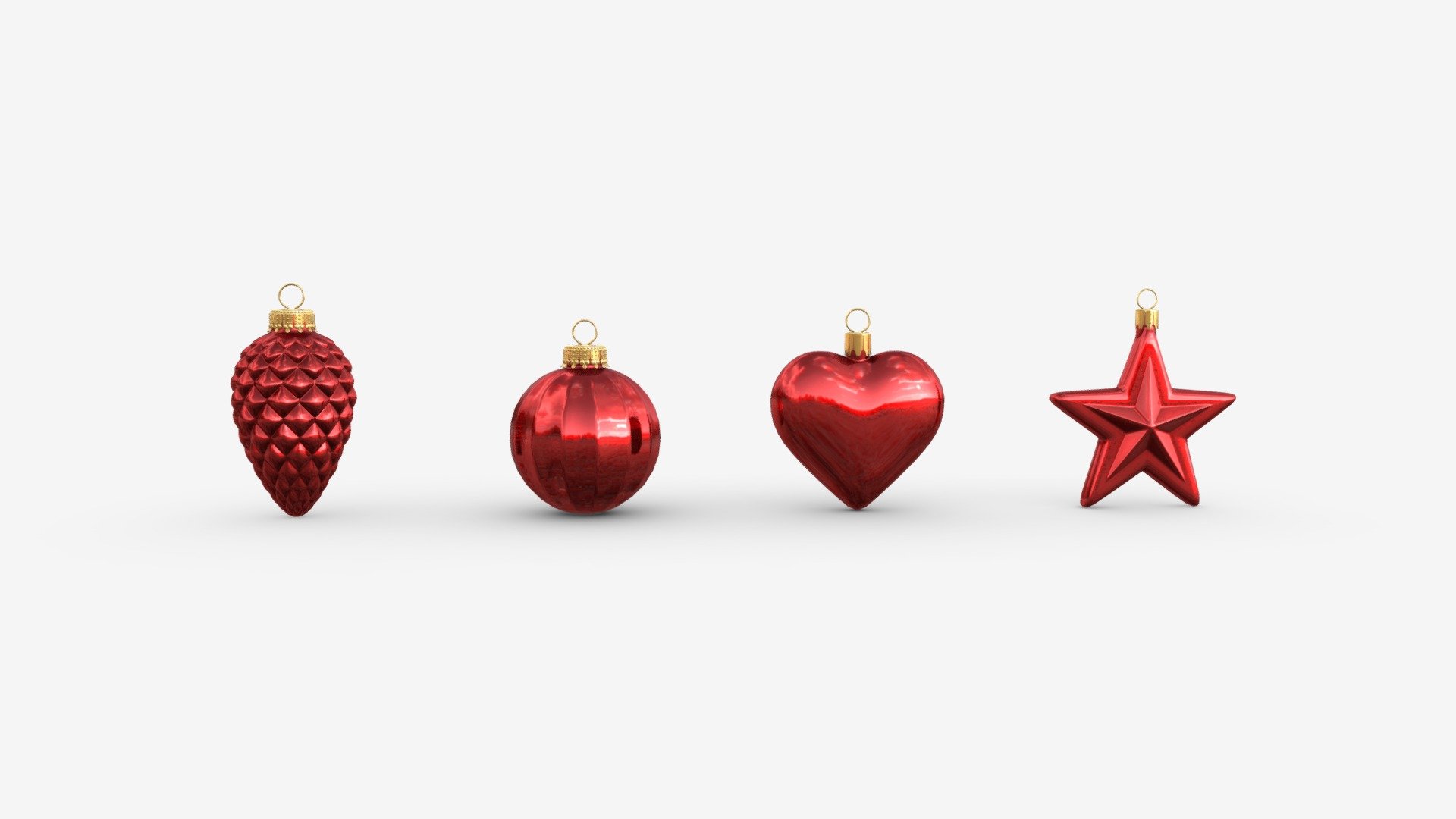 Christmas tree balls set red glossy buy royalty free 3d model by
