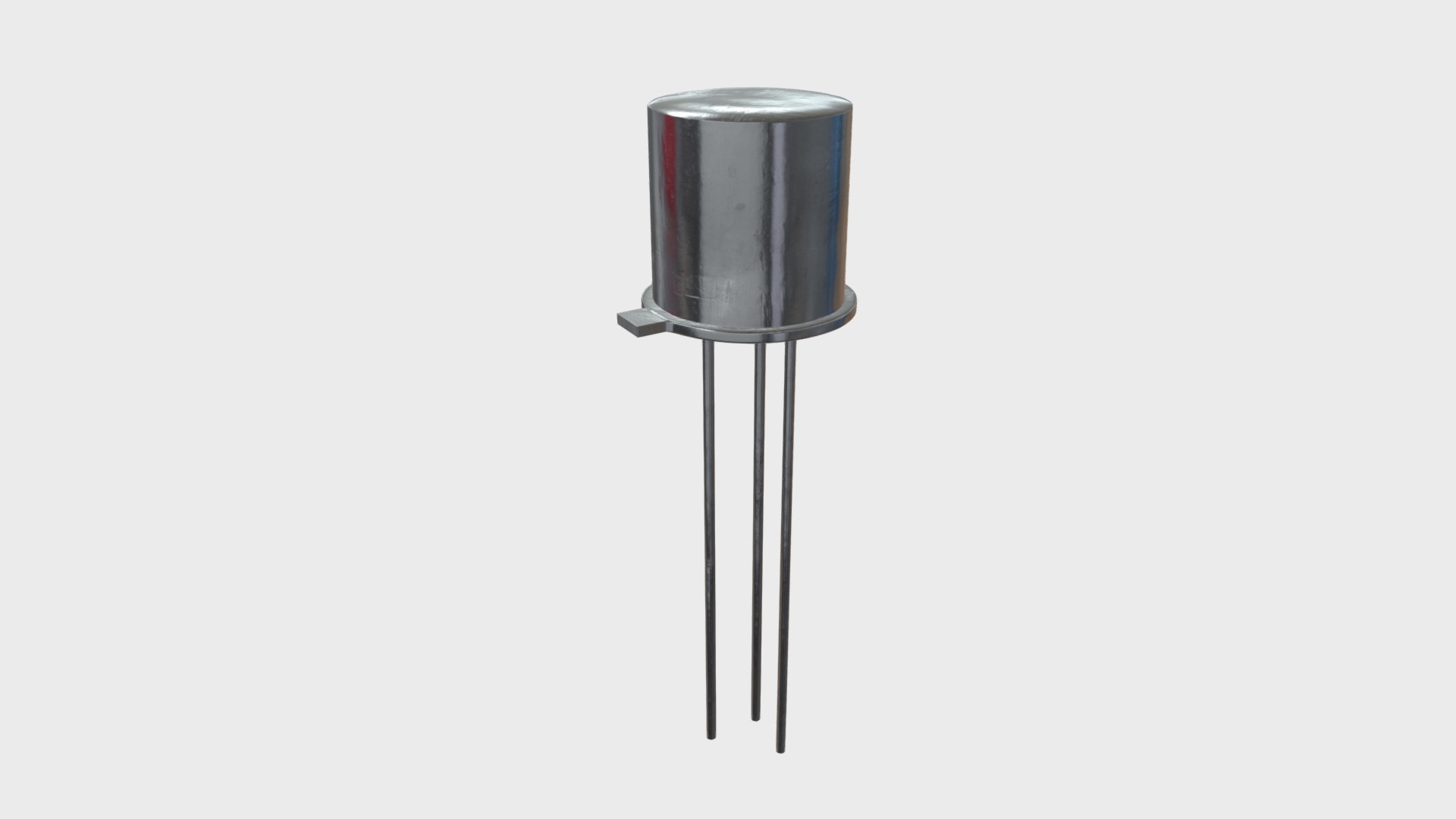 3D model TO18 transistor package - This is a 3D model of the TO18 transistor package. The 3D model is about a silver and black lamp.