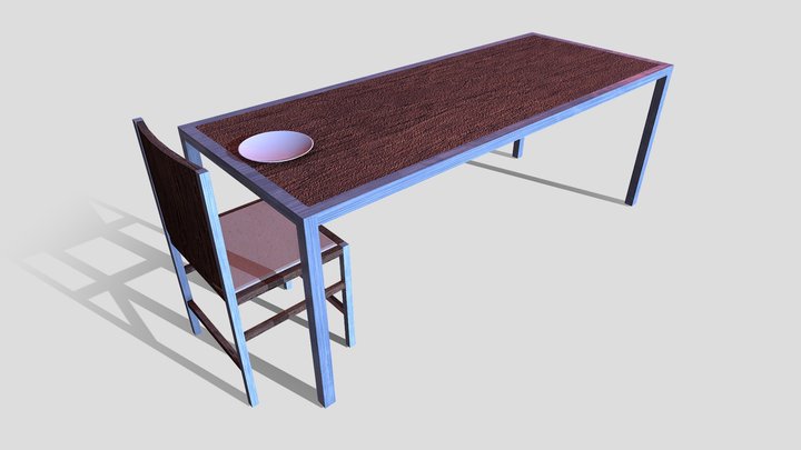table | stool | plate 3D Model