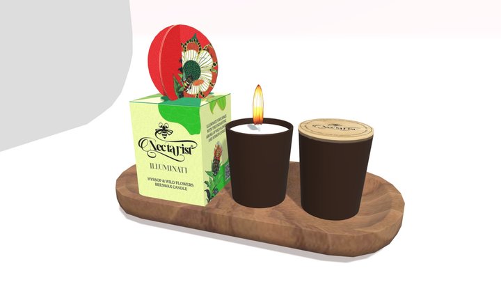 Candles and Box Set with Backdrop 3D Model