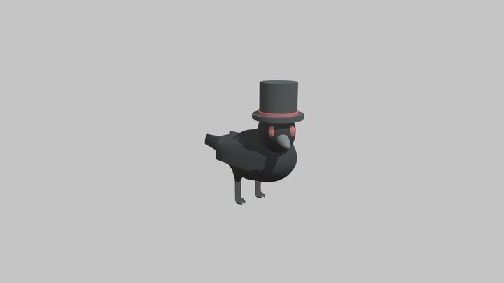 Bird with a top hat 3D Model