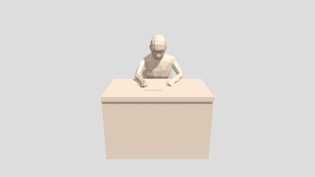 Low Poly Kid Sitting And Writing