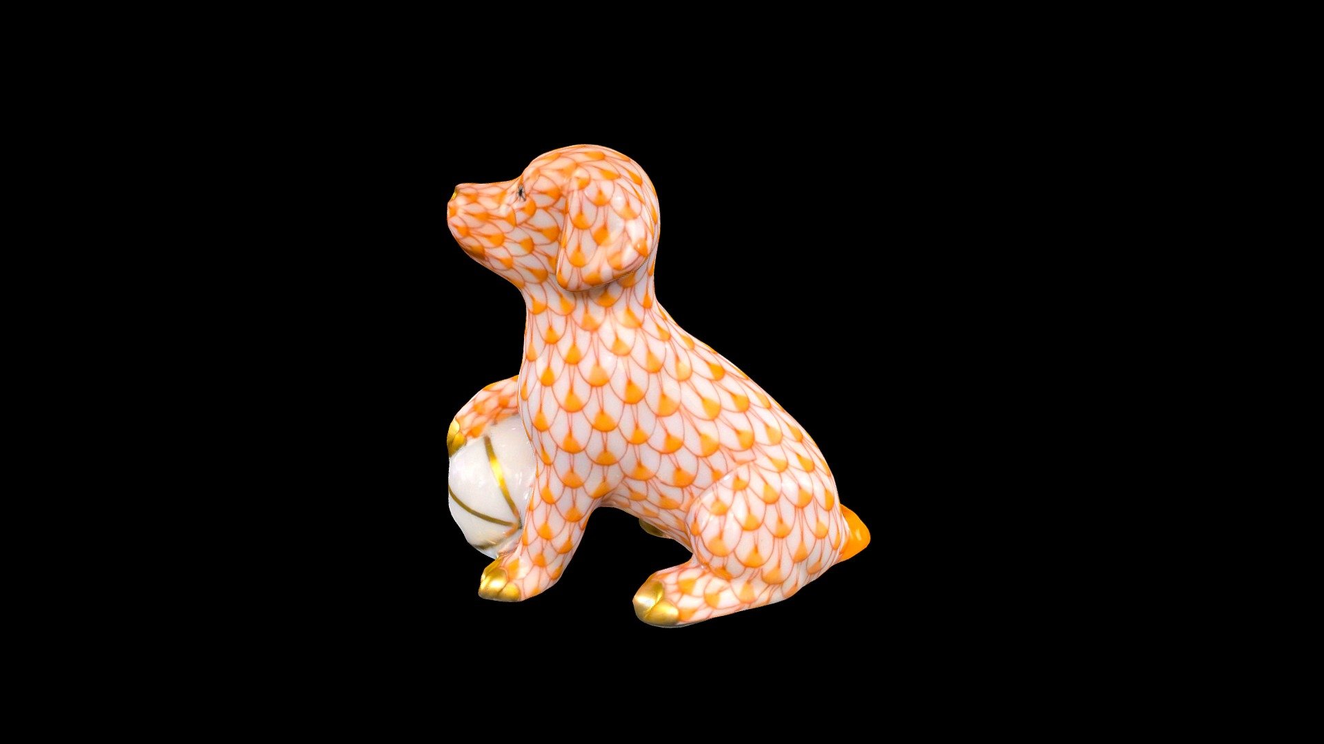 Dog with large ball 16274000VH3 3D model by Herend Porcelain