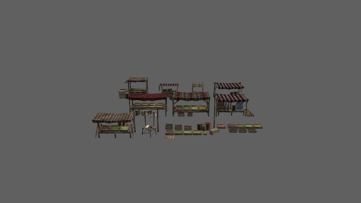 Market Stall Set 3D Model