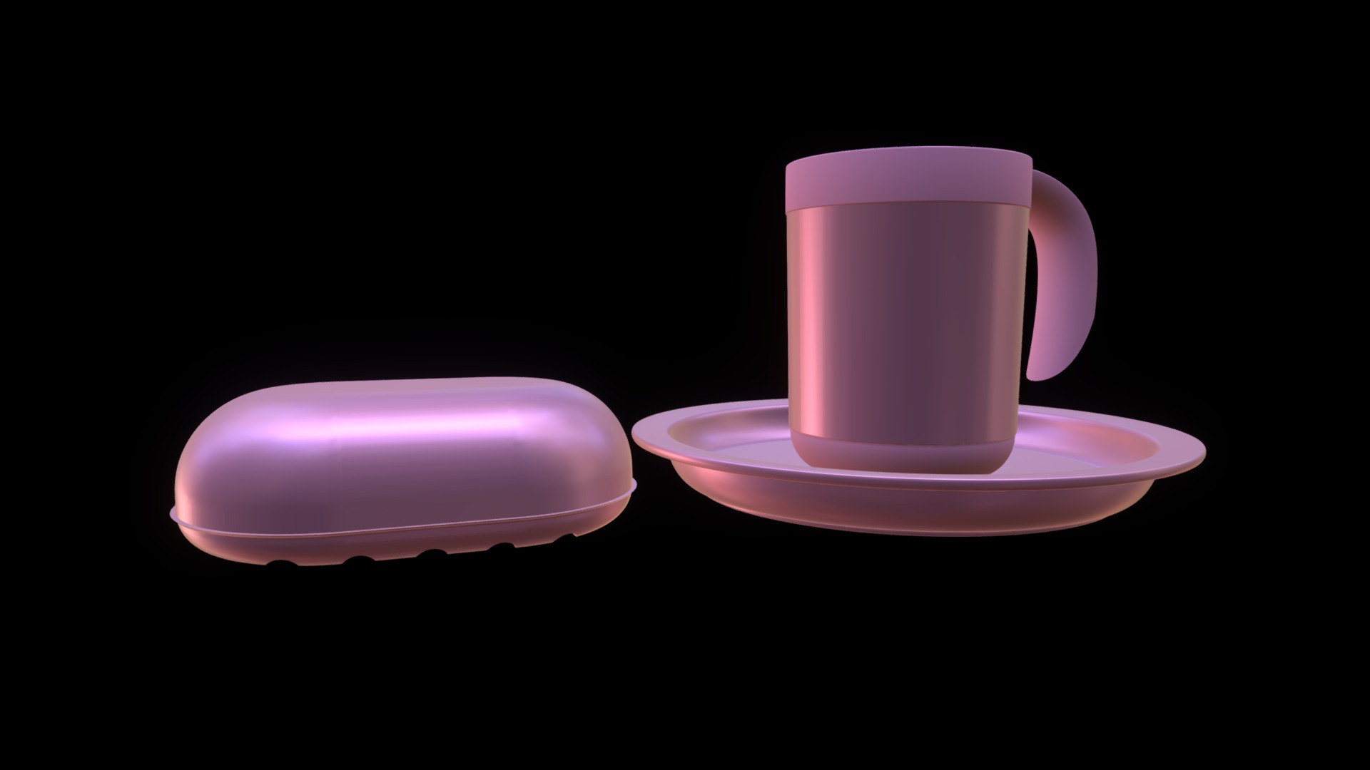 3D model Set Escolar - This is a 3D model of the Set Escolar. The 3D model is about a pink and white cup.