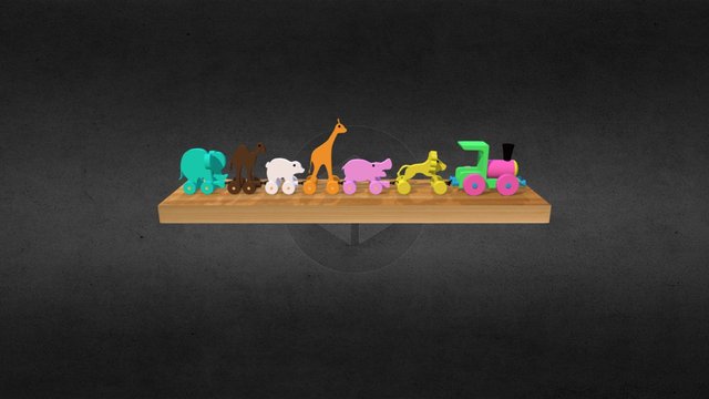 Tren de animales 3D Model