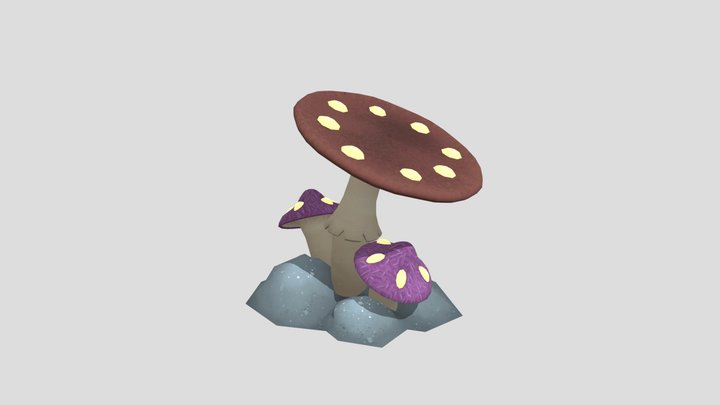 02 - Family of Mushrooms 3D Model