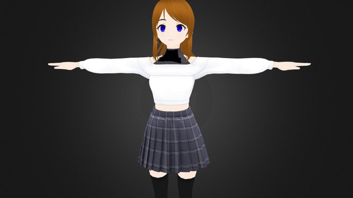 3D Anime Character girl for Blender 16 3D Model