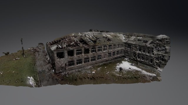 Damaged School Building 3D Model