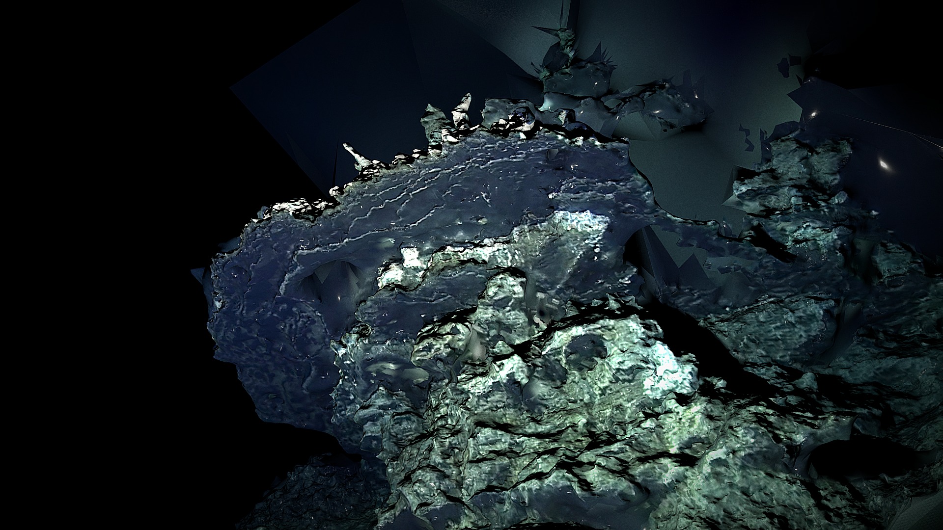 3D model Low Poly Deep Sea Hydrothermal Vent #8 - This is a 3D model of the Low Poly Deep Sea Hydrothermal Vent #8. The 3D model is about a large rock with crystals.