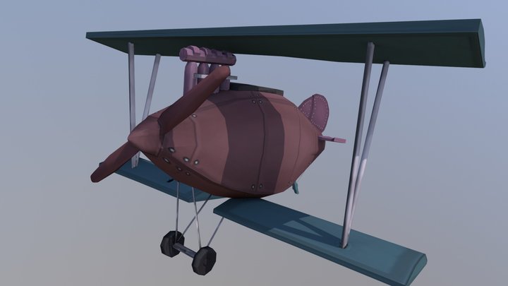 Stylized Airplane Albatros WW1 3D Model