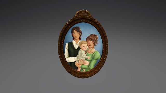 Victorian painting - oval 3D Model