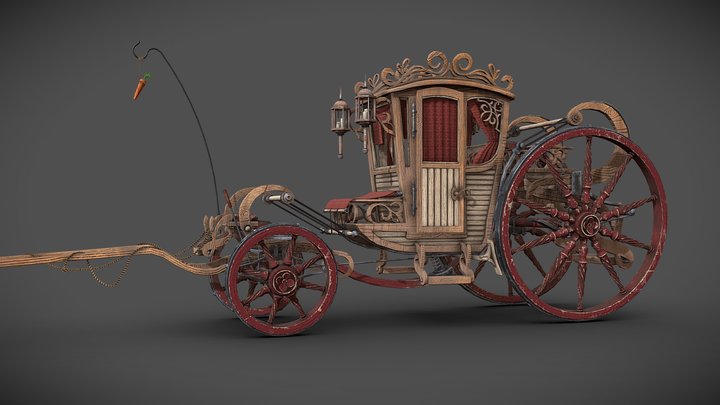 Wooden Stylised Carriage 3D Model