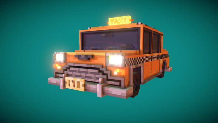 Voxel Taxi 3D Model