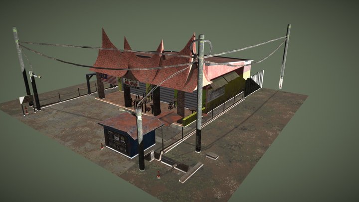 Street Scene - Restaurant 3D Model