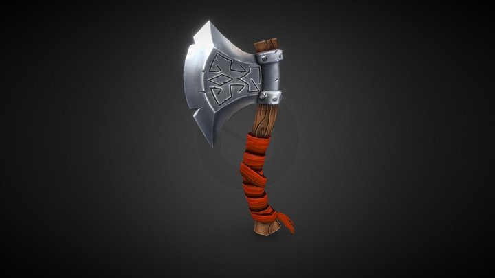 Medieval Axe - Hand Painted 3D Model